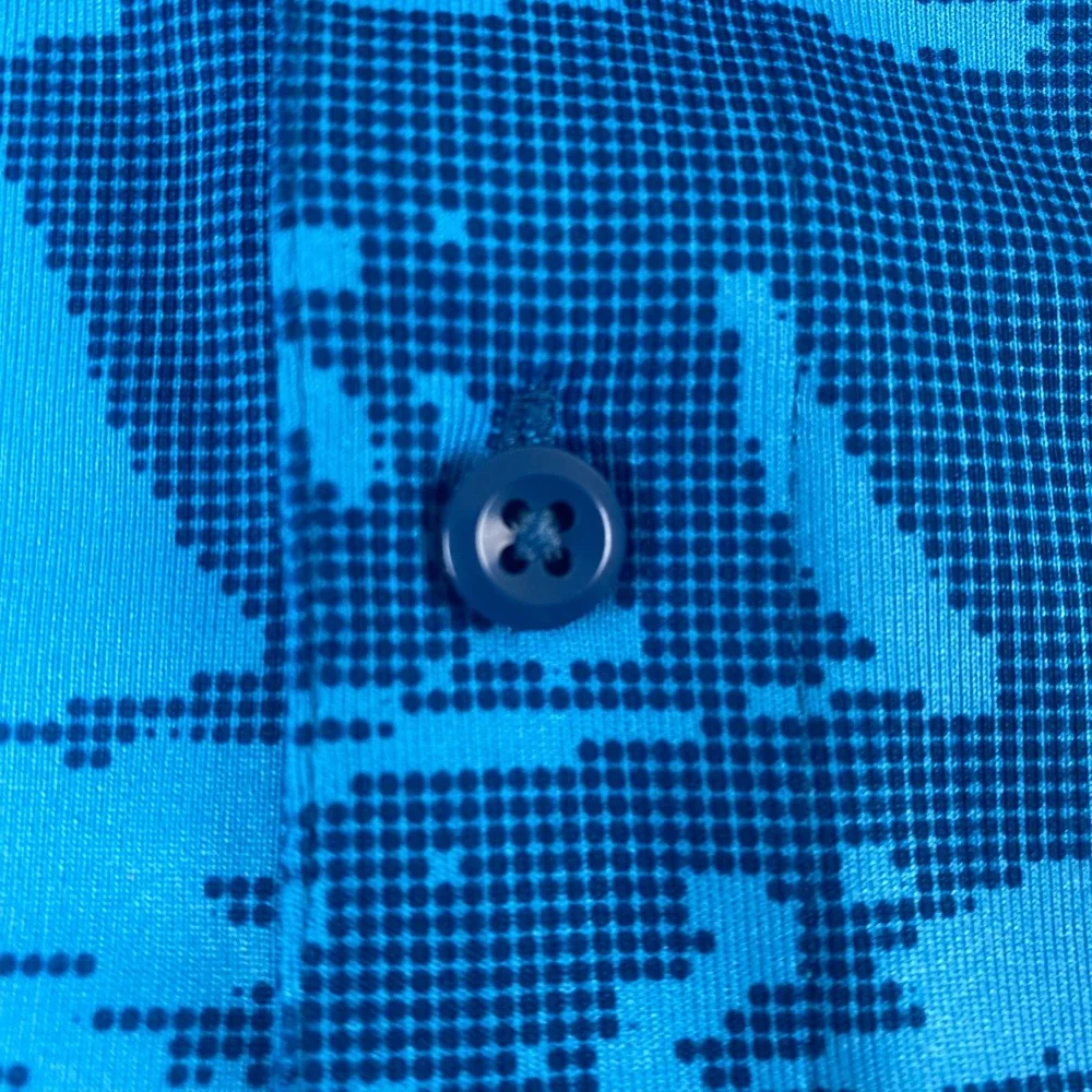 Under Armour Men XL Polo Shirt Blue HeatGear Loose Fit Short Slv‎ Digital Print